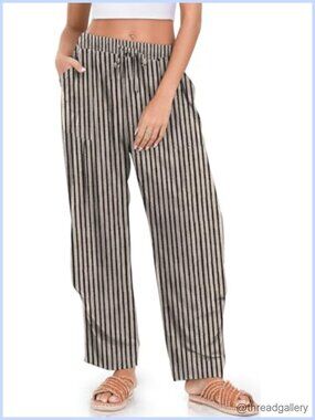 TARSE Womens Linen Barrel Pants Casual Summer Travel Lounge Trousers